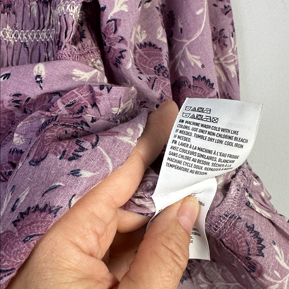 NEW American Eagle Smocked Peplum Purple Floral Ruffle Top Square Neck Large NWT - Picture 15 of 16